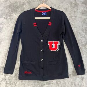 Champion Utah Utes Women’s Medium Black Button Cardigan NCAA College